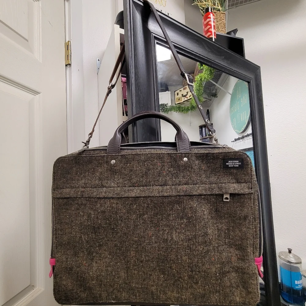 Jack Spade Tweed Bag with Pink Leather Highlights
